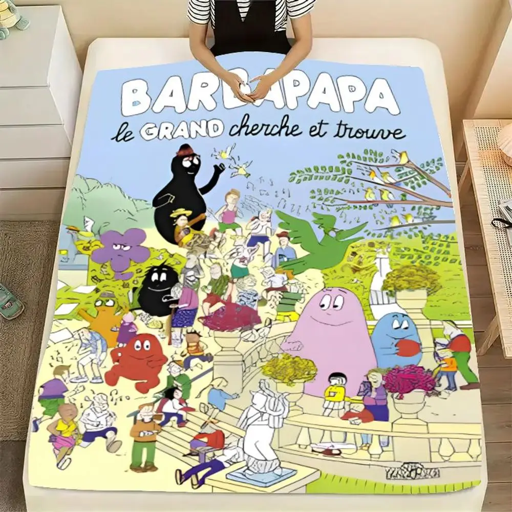 BARBAPAPA le GRAND cherche et trouve Plush Blanket - Cozy Cartoon Throw Blanket Featuring Vibrant Barbapapa Characters in a Play