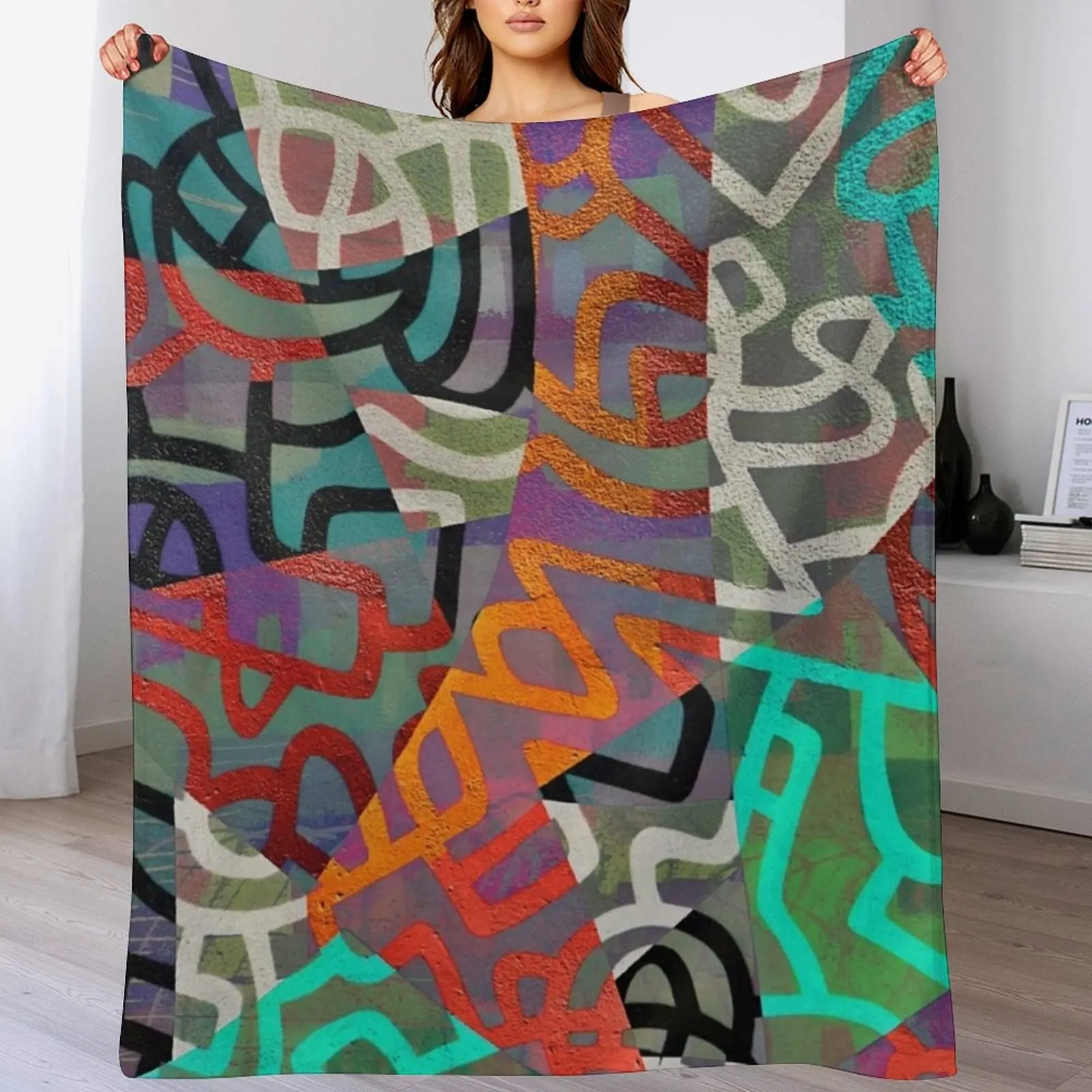 

Colourful fun line art piece Throw Blanket Bed Fashionable Luxury Blankets