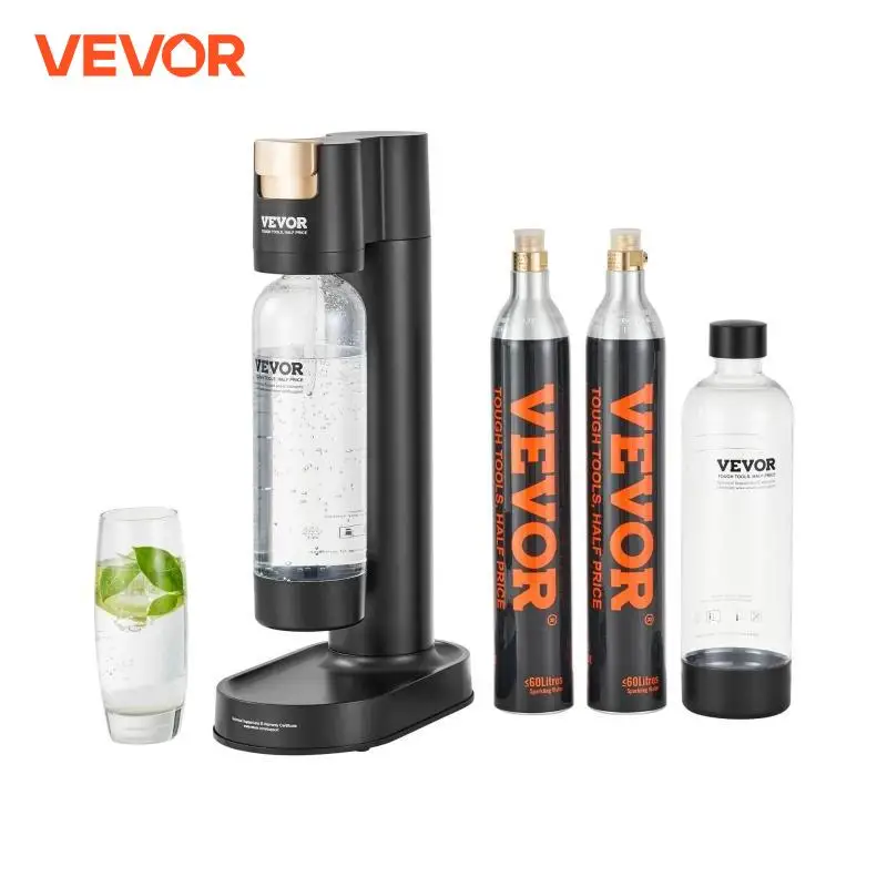 VEVOR Sparkling Water Maker, Soda Maker Machine for Home Carbonating, Seltzer Water Starter Kit with 2 BPA-free 1L PET Bottles