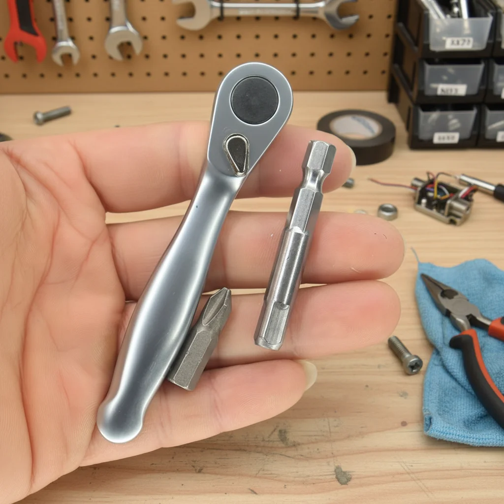 72Tooth Mini Quick Ratchet Wrench 1/4 Inch 6.35 Mm Socket Torque Wrench Anti-Slip Cr-V Steel Reversible Hexagonal Ratchet Wrench
