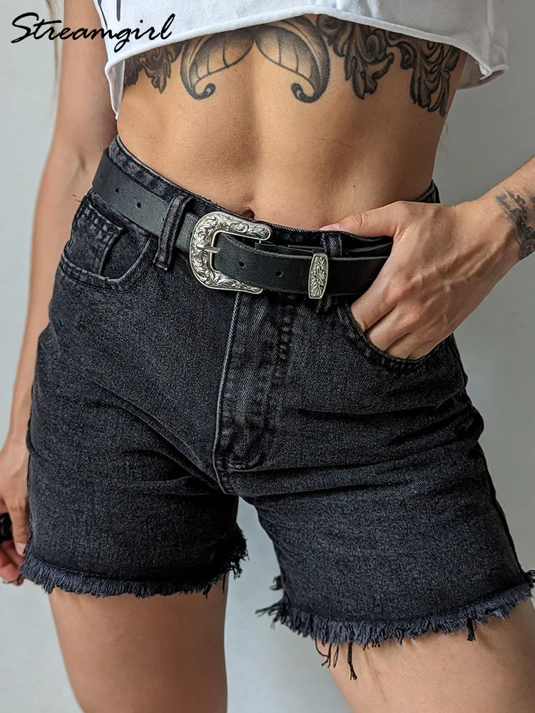 Streamgirl Blue Women\'s Denim Shorts Summer High Waist Casual Chic Loose Jean Shorts For Women Summer 2024 Denim Short Femme