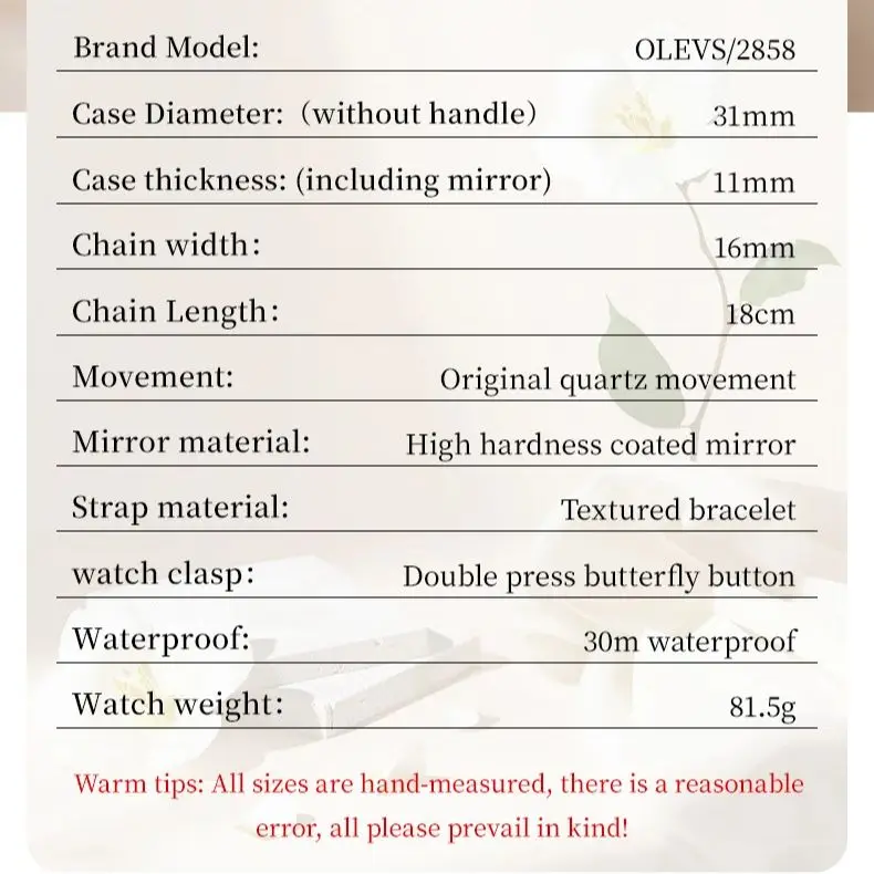 OLEVS 2858 ساعة نسائية ماركة فاخرة ساعة كوارتز مقاوم للماء مضيئة تاريخ كرونوغراف المرأة سوار فستان ساعة ماسية Reloj