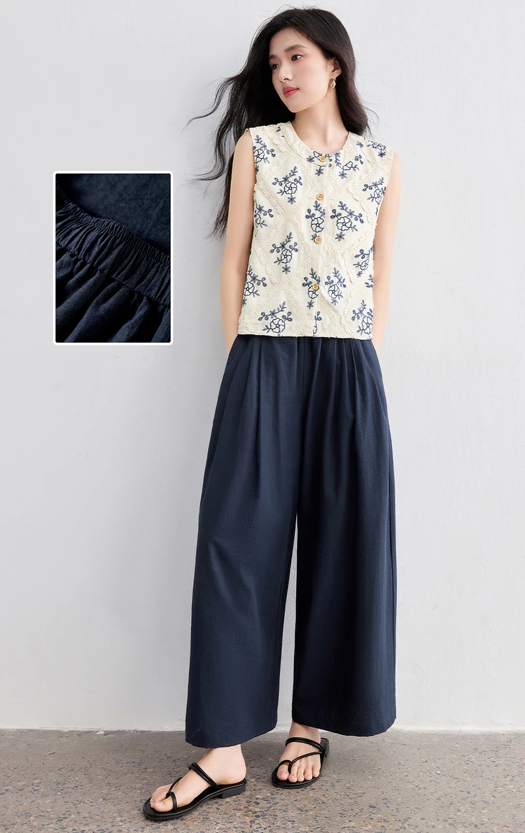 

SENTUBILA Trouser Suits Summer Women's Two Piece Matching Linen Sleeveless Tops Pants Sets 2025 Vacation Woman Outfits T52ZC2618