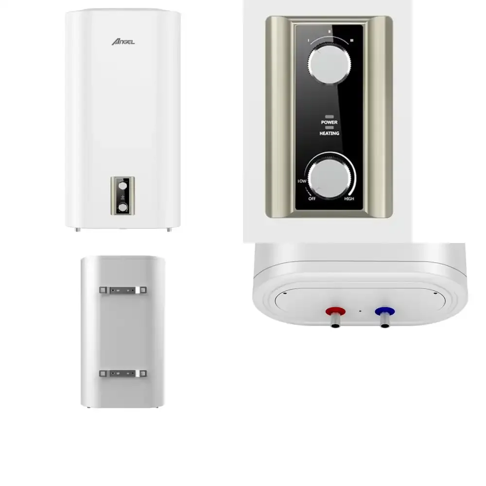 

Dual Tank Electric Water Heater Slim Flat Vertical Knob Control Hotel Use Plastic Housing Enamel Double Boiler