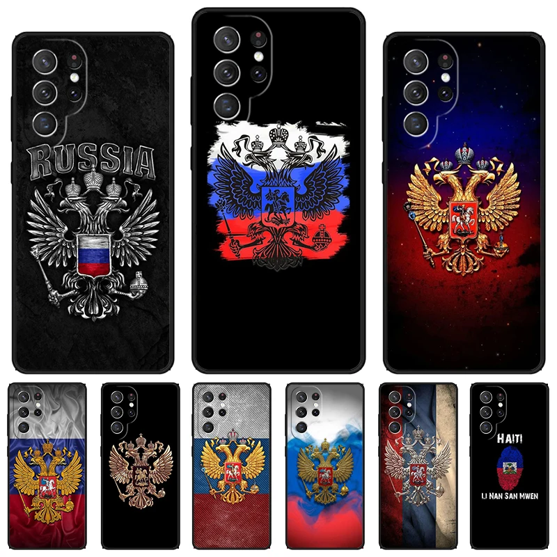 Russia Russian Flags Emblem phone case For Samsung Galaxy S24 S23 S22 Ultra Note 10 20 Plus S8 S9 S10 S20 S21 FE Cover