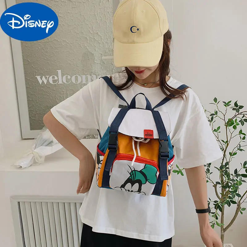 MINISO 2023 New Mickey Donald Duck Color Matching Student Backpack Cartoon Cute Lightweight Schoolbag Children's Girls Schoolbag