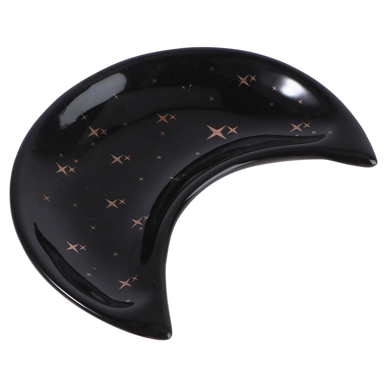 1pc Moon Shaped Ceramic Jewelry Plate Black Desktop Organizer Storage Tray For Rings Bracelets Jewelry Display Holder view 3