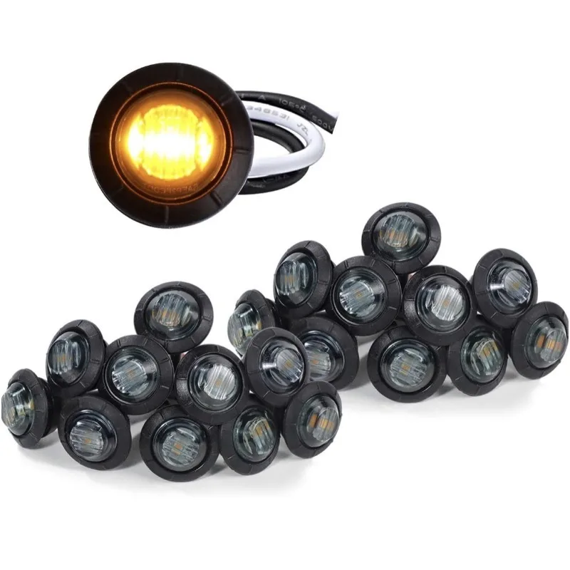 

10PCS 3/4 Inch Clearance Front Rear Waterproof Signal Lamp Indicators Light for Truck Trailer Boat Round LED Side Marker Lights
