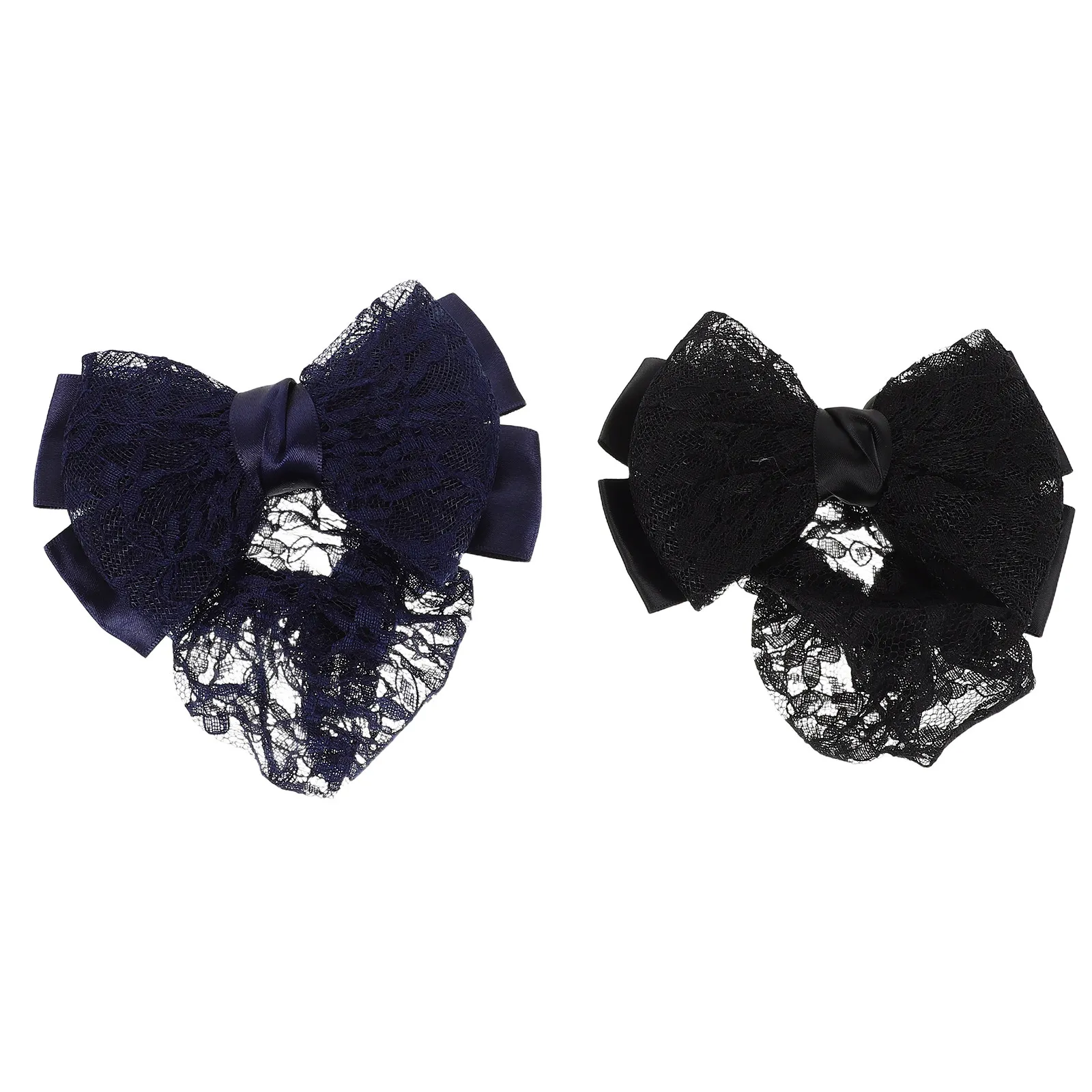 

2Pcs Professional Bow Hair Net for Women Mesh Bun Cover Barrette Styling Hair Bun Accessories for Nurses Hotel Staff Dancers