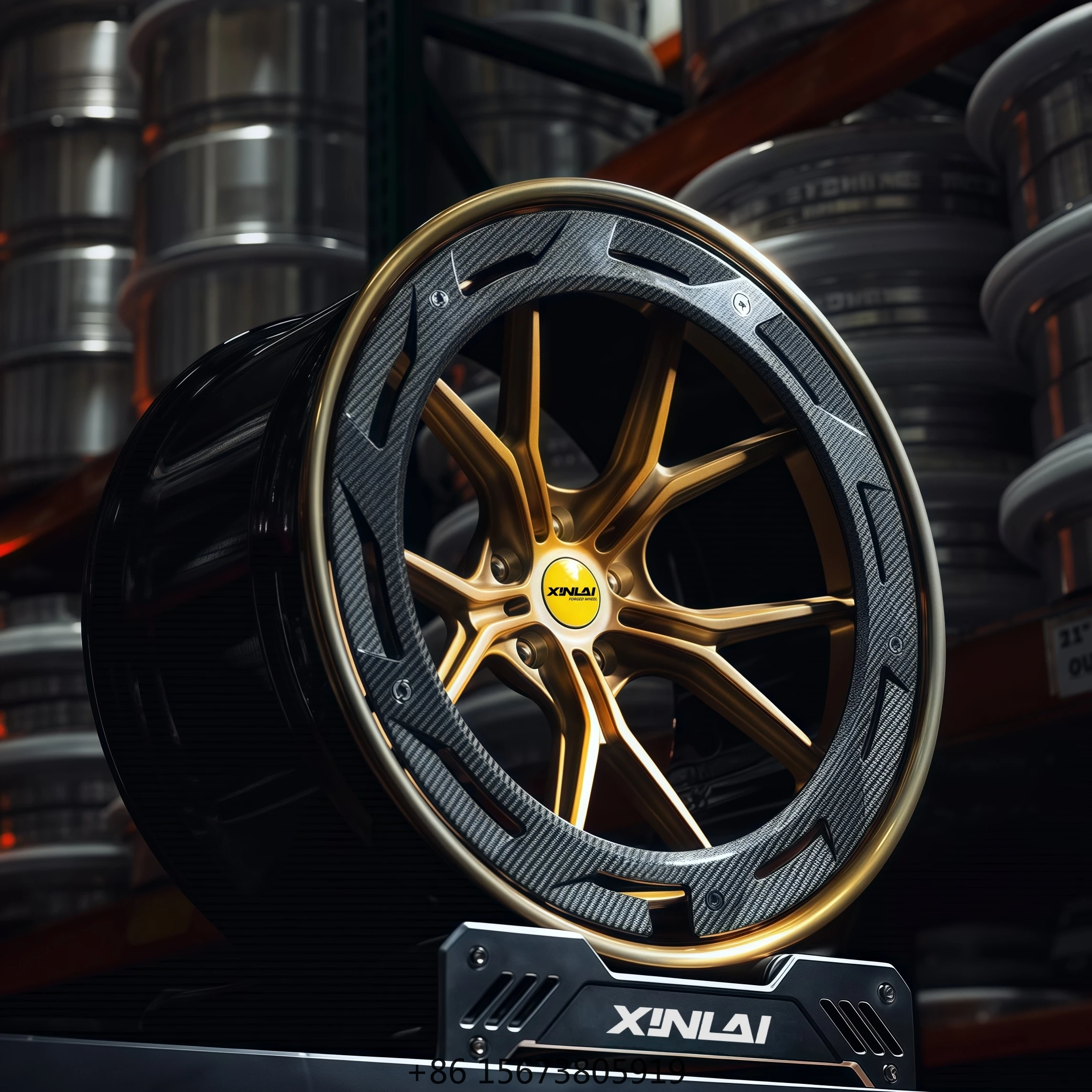 

BJ Custom 2-Piece Forged T6061-t6 Matte Black Carbon Fiber Wrapping ODM/OEM Car Rims Forged Wheels for