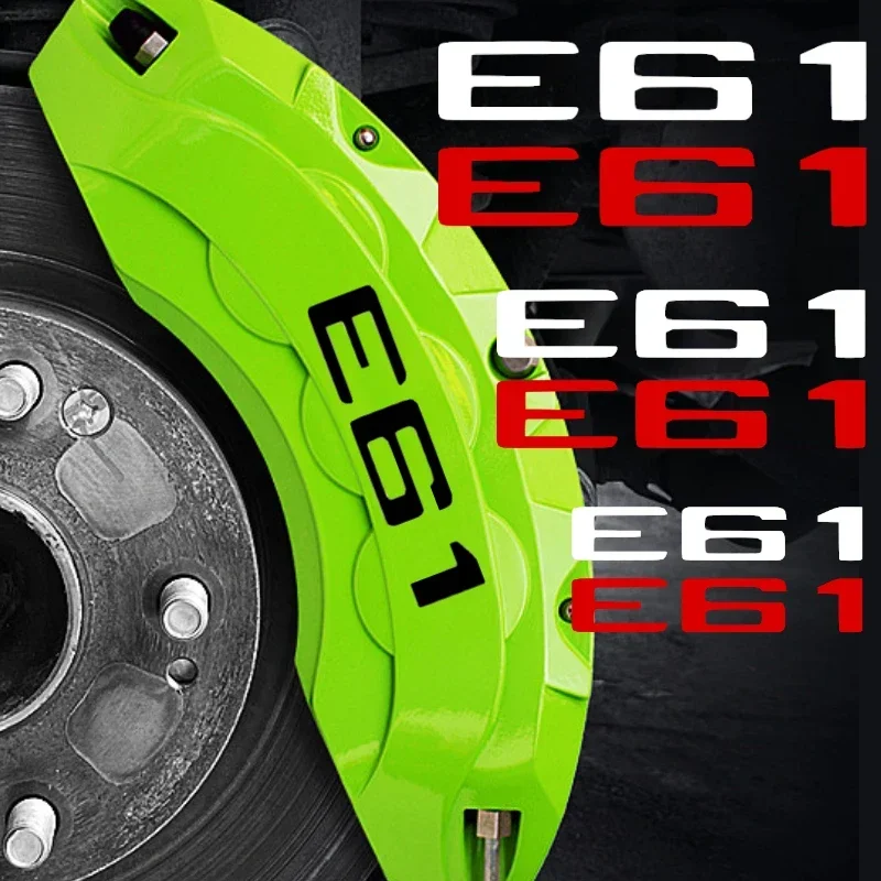 For BMW E61 Logo E Class 6Pcs/set PET Vinyl Film Decals Glue Emblem Car Brake Caliper Sticker Decoration