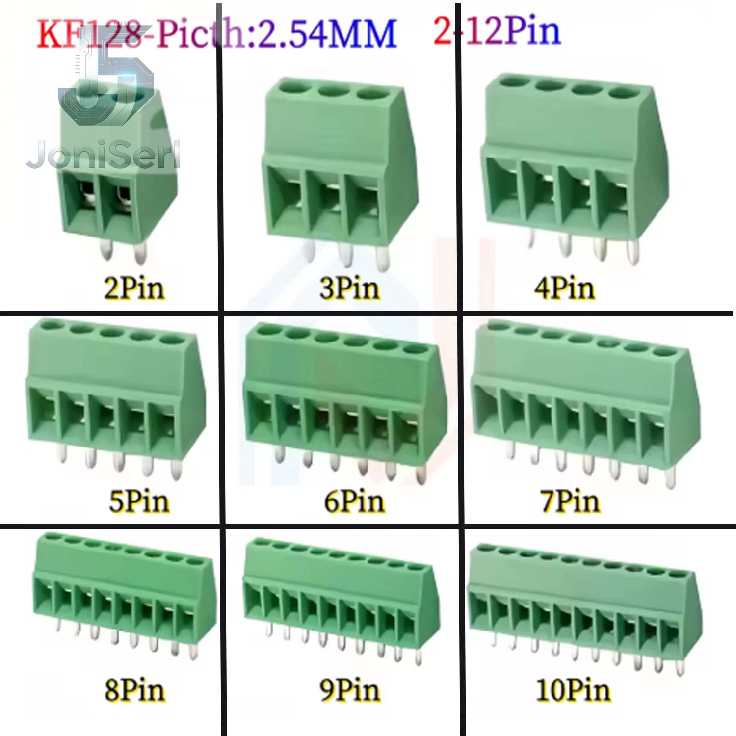 10Pcs KF128 2.54mm PCB Mini Screw Terminal Blocks Connector for Wires KF128-2.54 2P 3P 4P 5P 6P 7P 8P 9P 10P 12P 16P Terminal