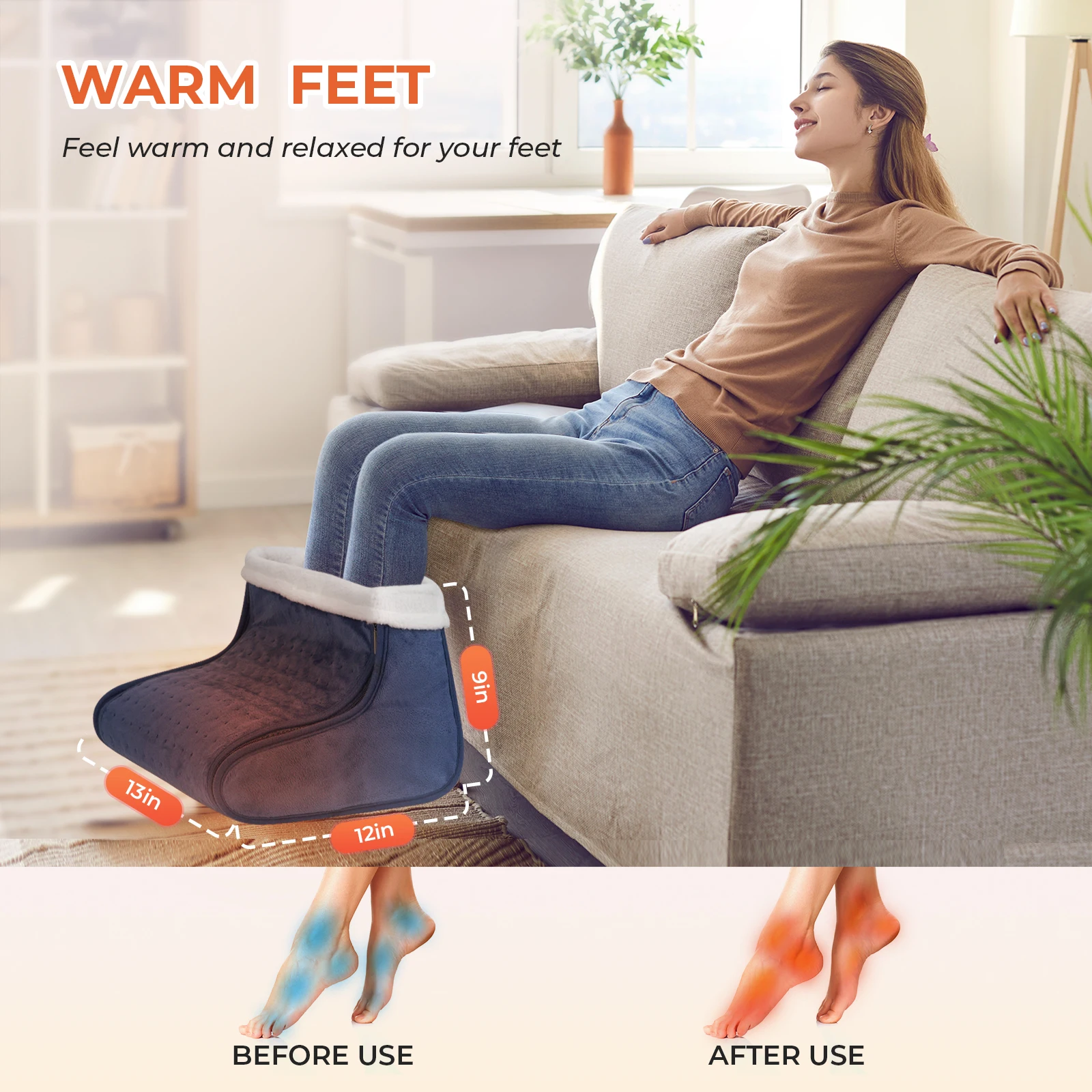 

Winter Foot Heating Easy Clean Heating Pad with Zipper Electric Heating Blanket Portable Heating Pad 6-step Regulating Heater