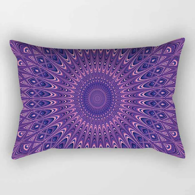 Beauty Purple Mandala Pillow Covers Short Plush Velvet Rectangle Room  Decor Small Middle Large Pillow Cases Cover Free Shipping