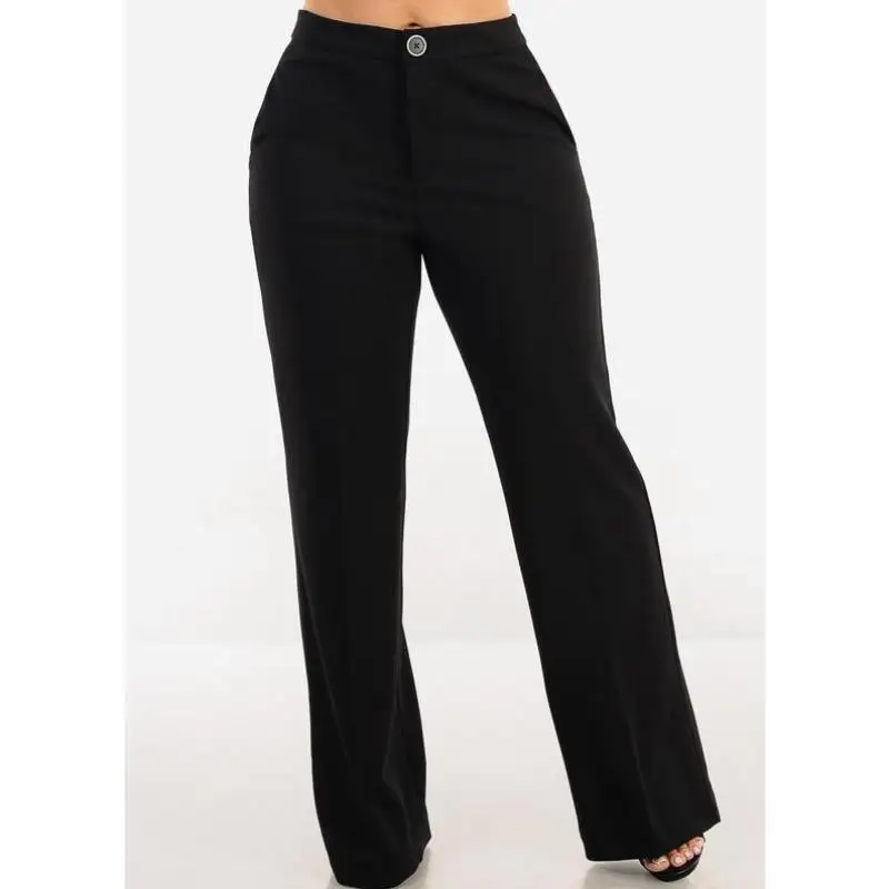 

High Waisted Bla Wide Leg Dr Pants ex Casual Trousers Korean Sle Neutral High Waist Straight Leg Pants