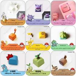 Pokemon Anime Cute Tail Keycaps Pikachu Gengar Eevee Keyboard Cap for Cross Shaft Mechanical Keyboard 3D Resin Keycaps Best Gift