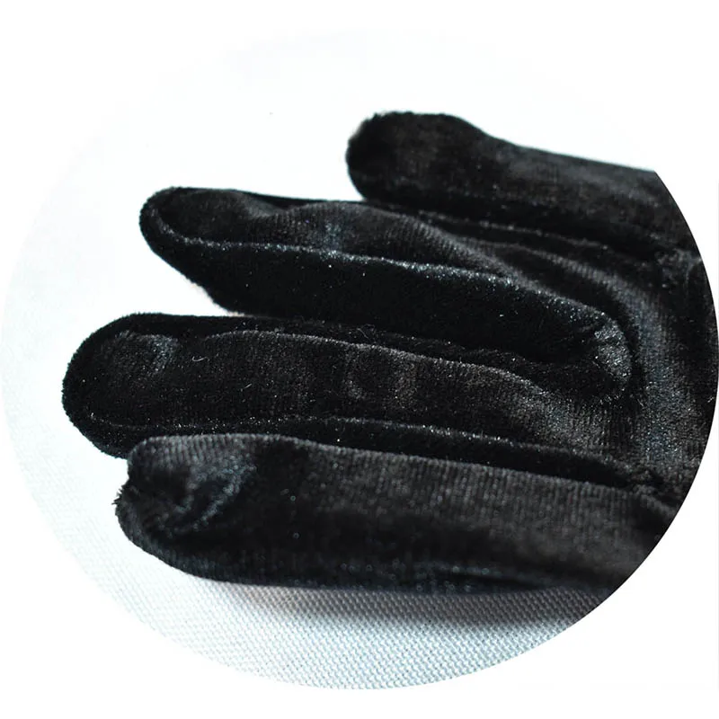 53CM Women Golden Velvet Long Autumn Winter Warm Black Evening Dress Etiquette Gloves Retro Style Banquet Accessories Elasticity