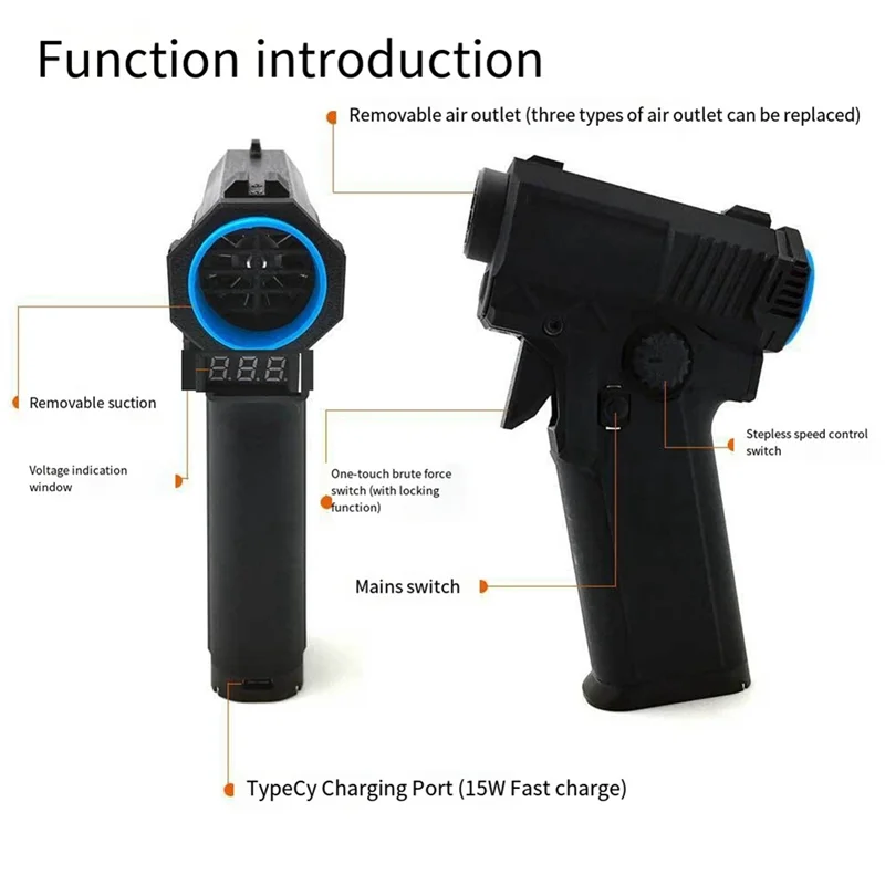 Turbo Jet fan Storm Turbine Fan Handheld Brushless Motor High Speed Electric Hair Dryer Blower High Speed Duct Fan Easy Inst