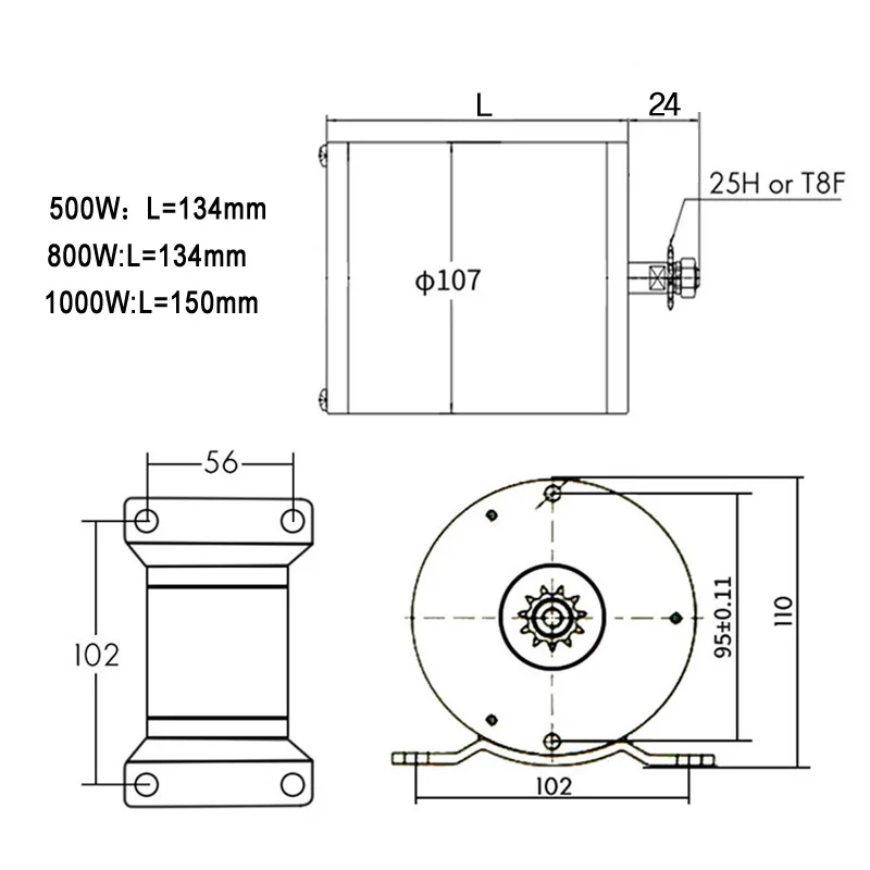 MY1020 500W-1000W 24V-48V DC Bürstenmotor-Kit …