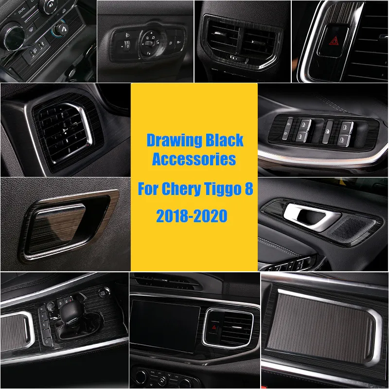 Drawing Accessories For Chery Tiggo 8 2018 2019 LHD Whole Interior Accessoires Stainless Steel Decoration Cover Trim
