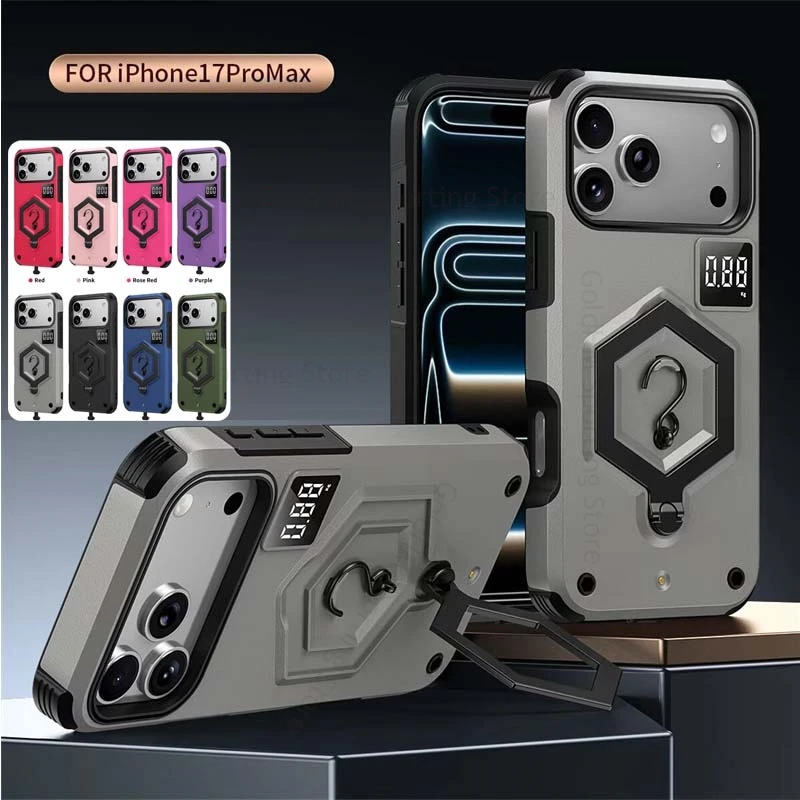 

Противоударный чехол-подставка Heavy Duty Protector для iPhone 17 Air 16 Pro Max с кольцом-держателем из сплава, для Apple 17 Pro Max 16 15 Pro