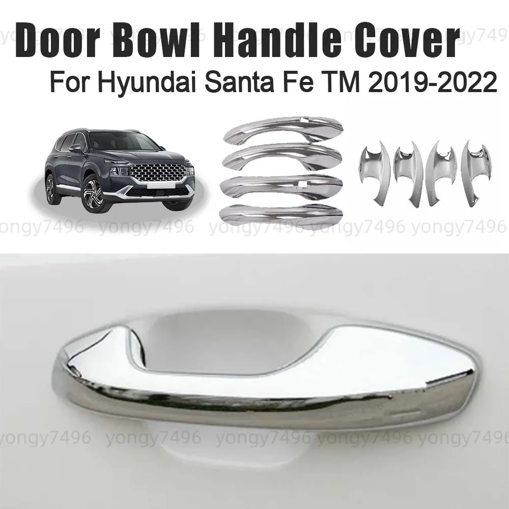 

Обновление автомобиля, хромированная серебряная дверная чаша, ручка для Hyundai Santa Fe TM 2019 2020 2021 2022, автомобильные аксессуары, украшение