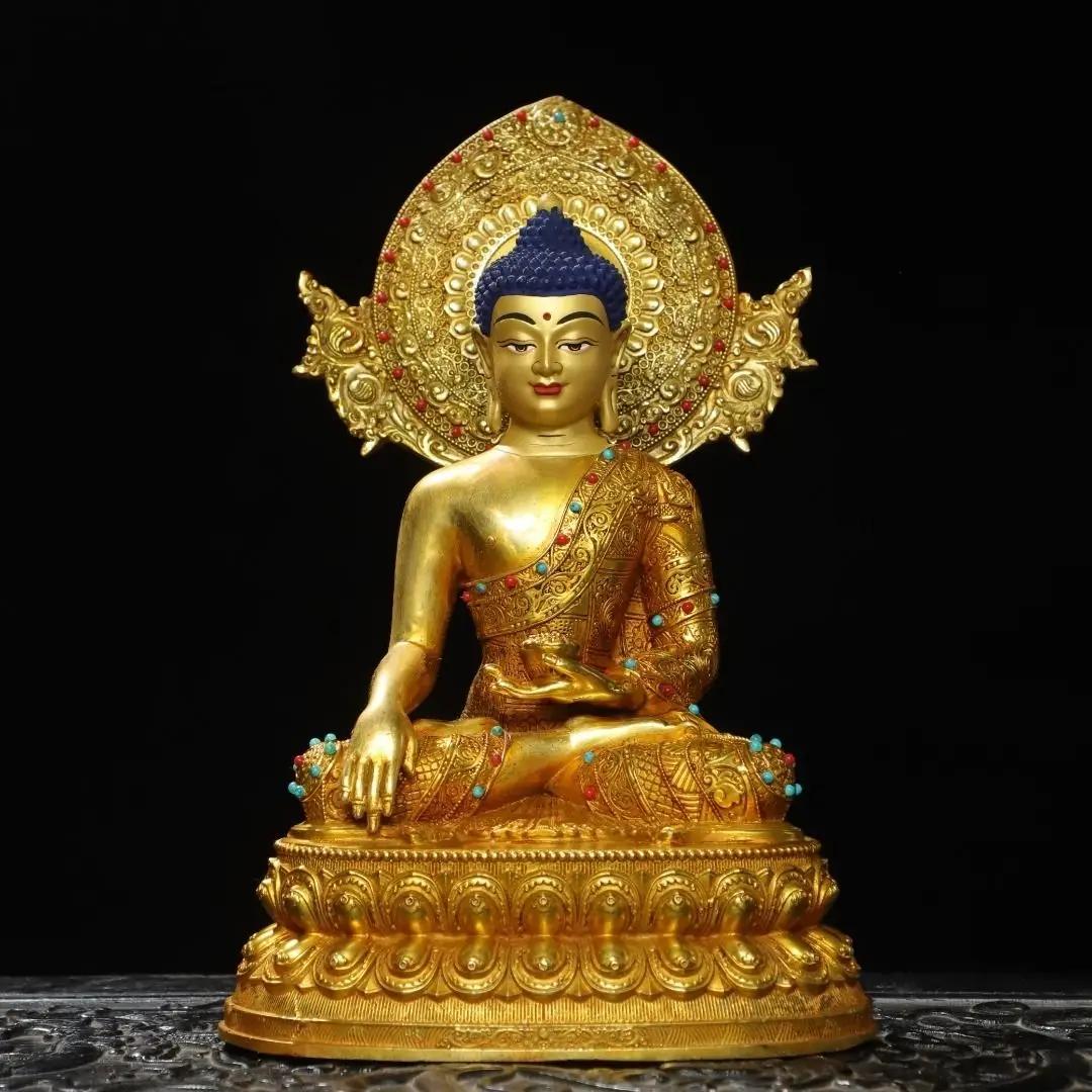Copper gilt painting [Amitabha Buddha] 25 cm high, 15 cm wide, 13 cm thick and weighs 1.5 kg