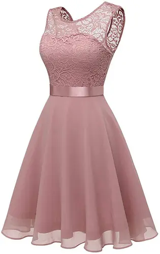 Vestido midi de gasa de retazos de encaje elegante, vestidos de fiesta para club nocturno, cremallera trasera de verano, sexy, sin espalda, sin mangas, cuello redondo, Delgado