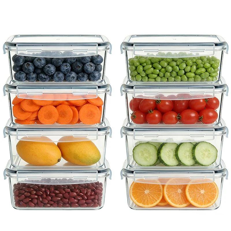 Juego de recipientes rectangulares para conservar alimentos frescos de 1.5L, 2/4/8 piezas, para preparación de comidas, lonchera, picnic