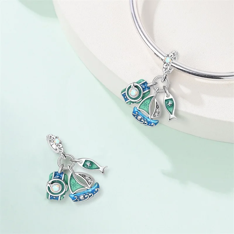 2026 New 925 Sterling Silver Pendant Beach Vacation Leisure Time Series Beaded Original Bracelet DIY Jewelry Making Women's Gift