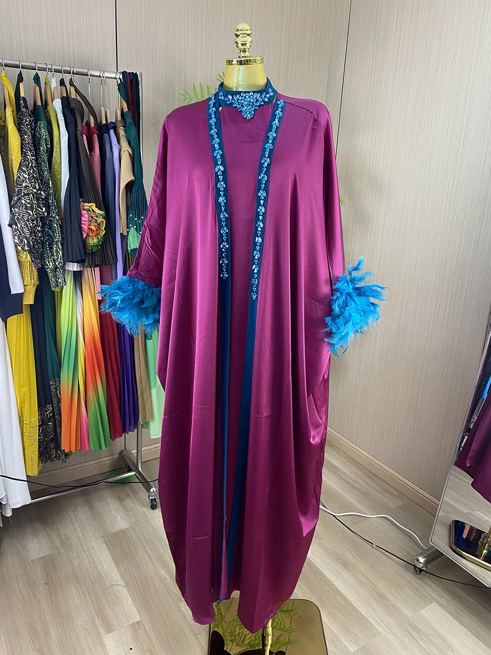 Luxury Muslim Kimono-Style Maxi Dress – Women's Islamic African-Style Outfit-GZXX1197