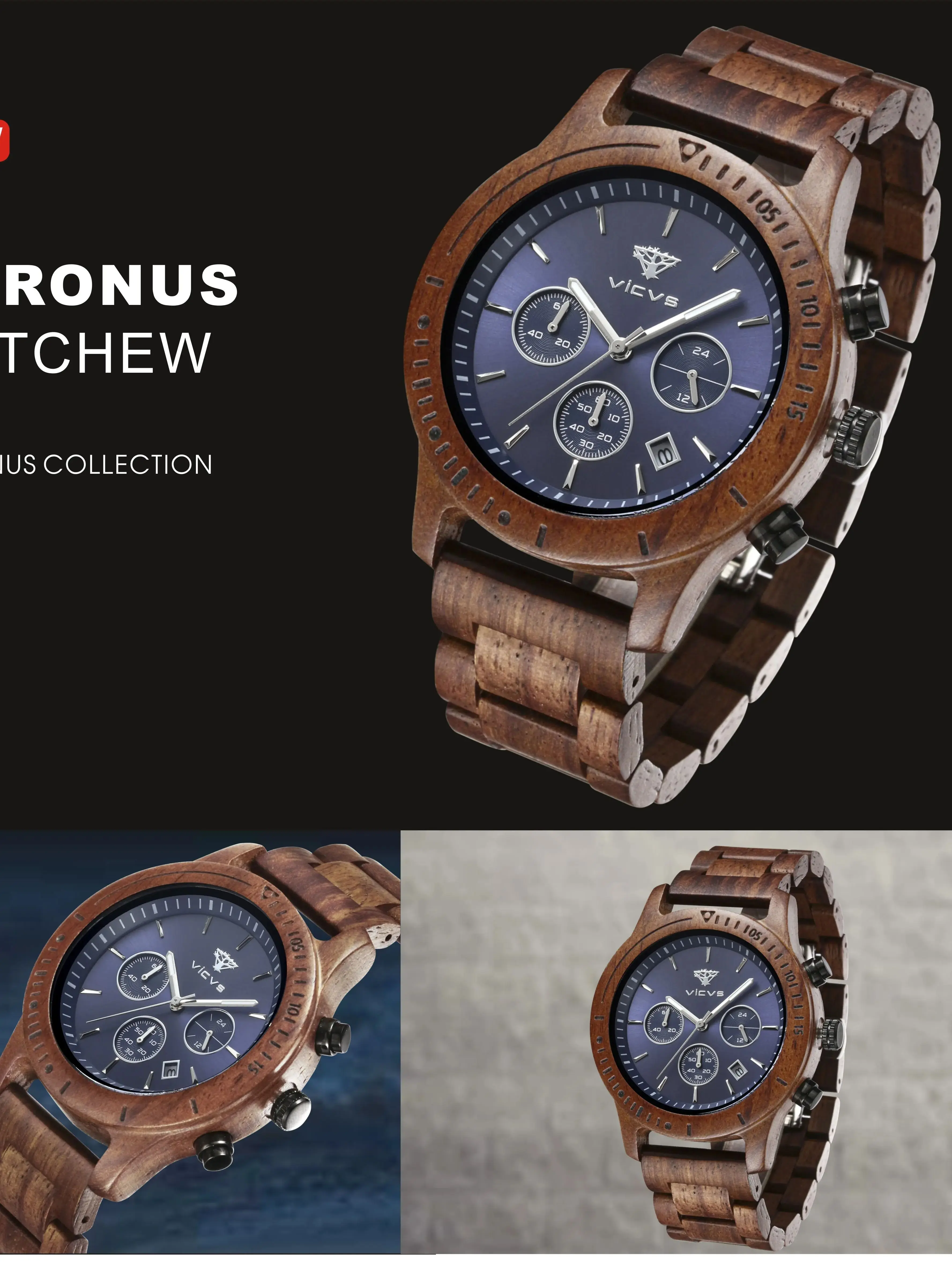 VICVS Wooden Quartz Watch Men Watches Casual Wristwatch For Men Unique Gift