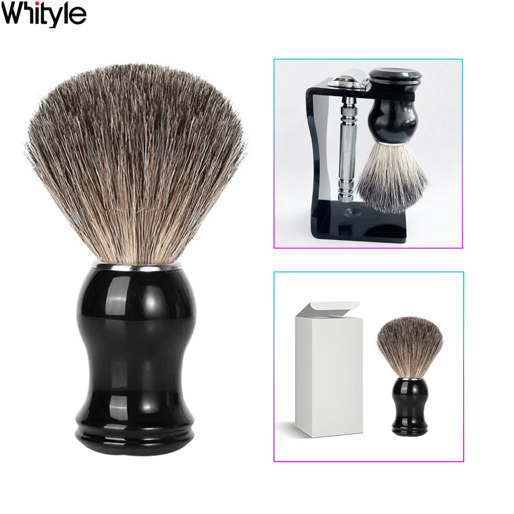 Whityle Super ‌‌‌Silvertip Natural Bristle Shaving Brush for Man Beard Care Grooming Wet Shaving Lubricating Paste Shave Brush