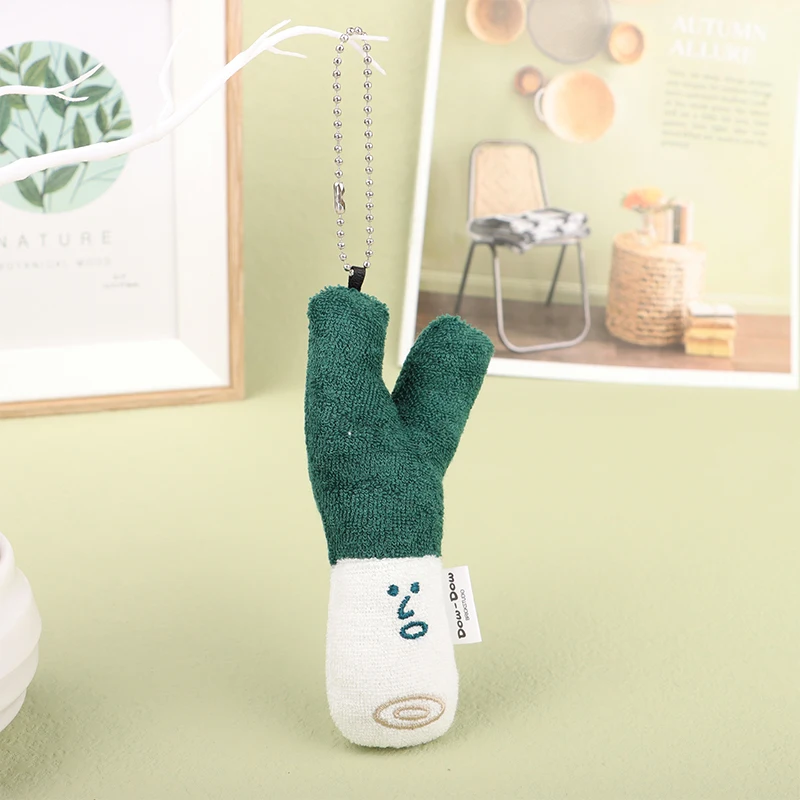 Cipolle verdi peluche cartone animato ciondolo vegetale morbido farcito bambola portachiavi zaino borsa auto portachiavi Decor regalo per bambini