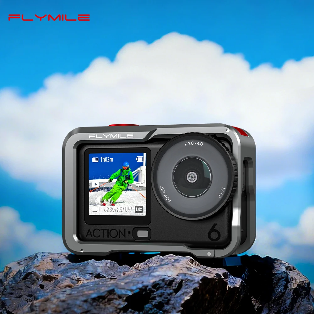 

Flymile Action 6 Cage Metal Protective Case for DJI Action 6 Accessories Camera Aluminum Alloy Frame Cage with Lens Cover