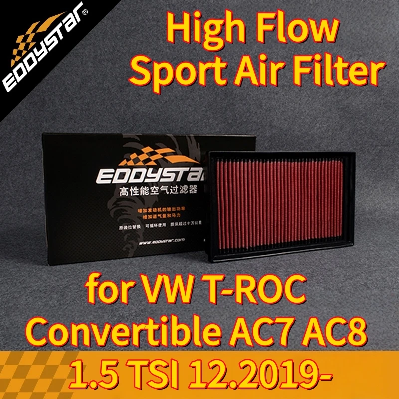 

Спортивный воздушный фильтр с высоким расходом для VW T-ROC Convertible AC7 AC8 1,5 TSI 12,2019-моющиеся гоночные впускные фильтры