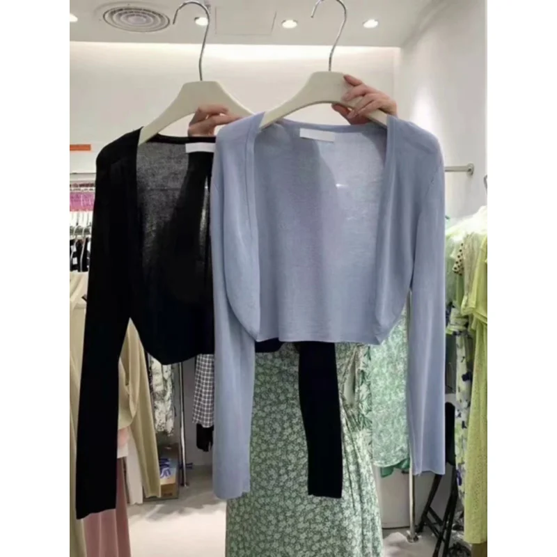 

Вязаный кардиган, новый летний стиль 2026 года, легкий жилет, рубашка для кондиционированных помещений, накидка.