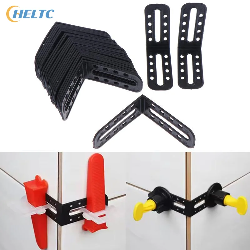25Pcs Black Tile Leveling System Clips Male Angle For Floor Wall Tile Leveler Spacers Locater Adjuster Laying Construction Tools