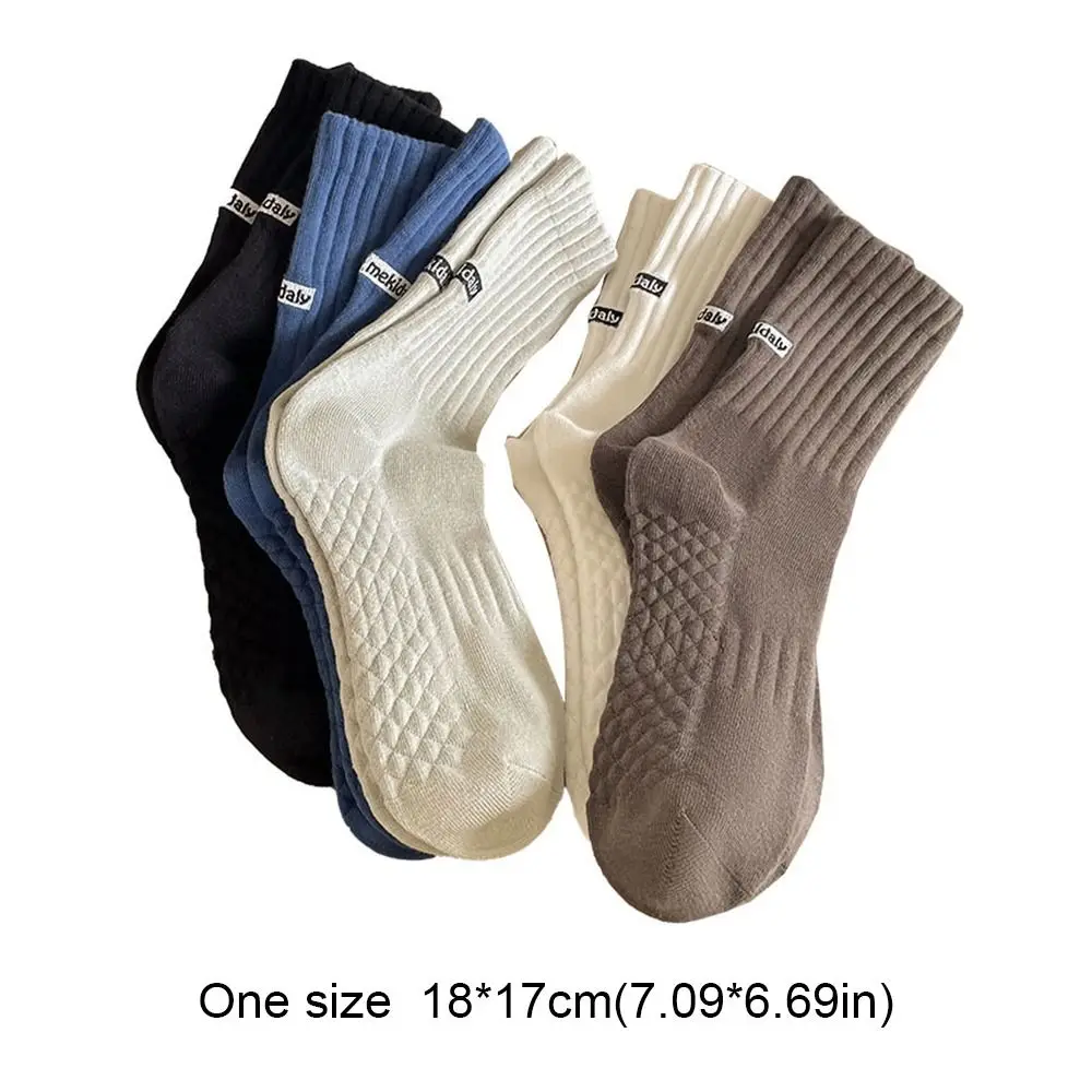 Ins Middle Tube Mid-Tube Socks Keep Warm Knitted Snow Boot Socks Heel Furry Label Solid Color Women Socks for Autumn