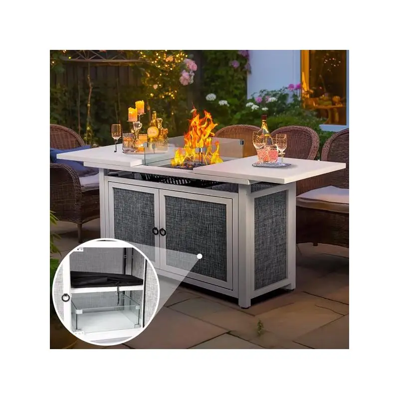 

Стол для костра 2-в-1 с камнями для патио на открытом воздухе — наслаждайтесь уютными собраниями со встроенным нагревом и стильным дизайном