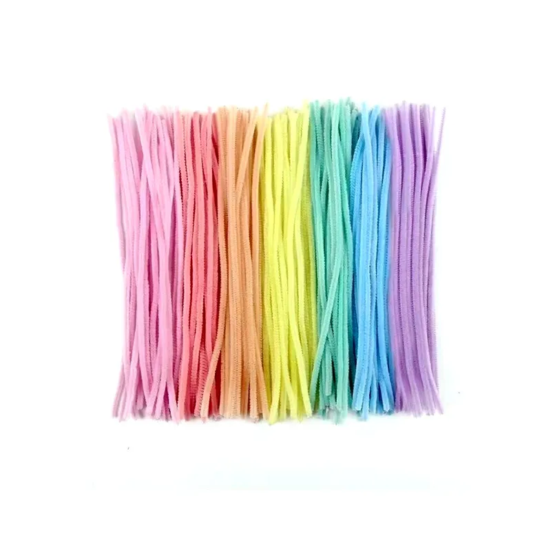 Kolorowy Macaron Twisted Rod Wool Root Fluffy Iron Wire, Handwoven Craft, Bouquet Gift, Akcesoria dekoracyjne, 100Pcs