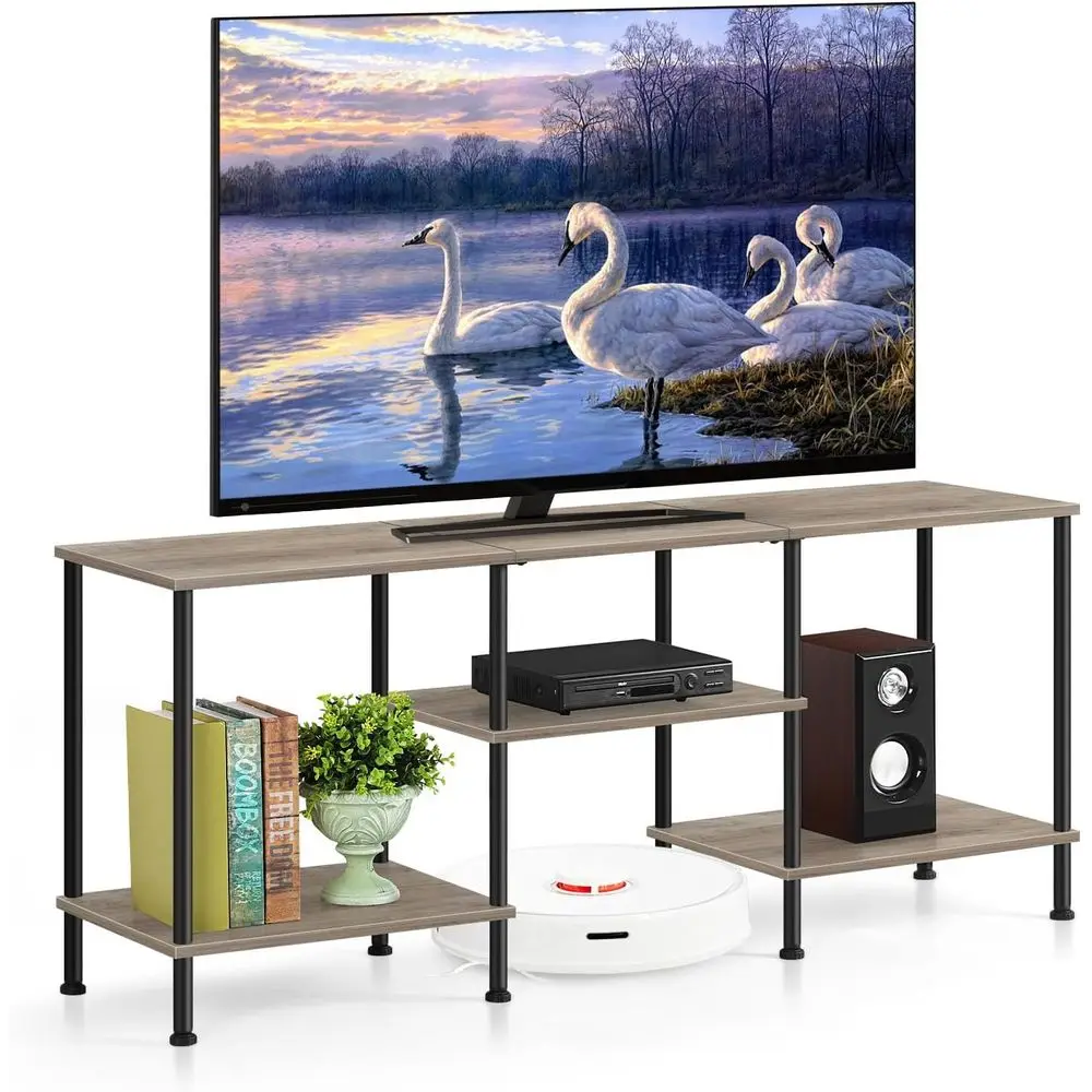 

50 Inch TV Stand with Storage Shelves, 3 Tier TV Table Media Cabinet for 50-43-40-32 Inch TVs, Rustic Grey