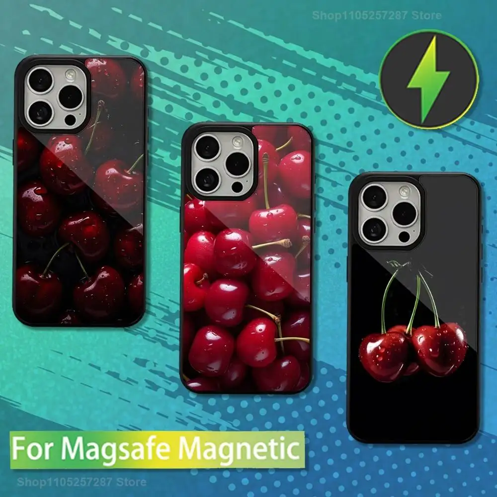 

Cherry Tasty Fruit For iPhone Mini,13,Max,11,15,17,14,Plus,12,Pro,16,For Magsafe,Magnetic Wireless Charging Case