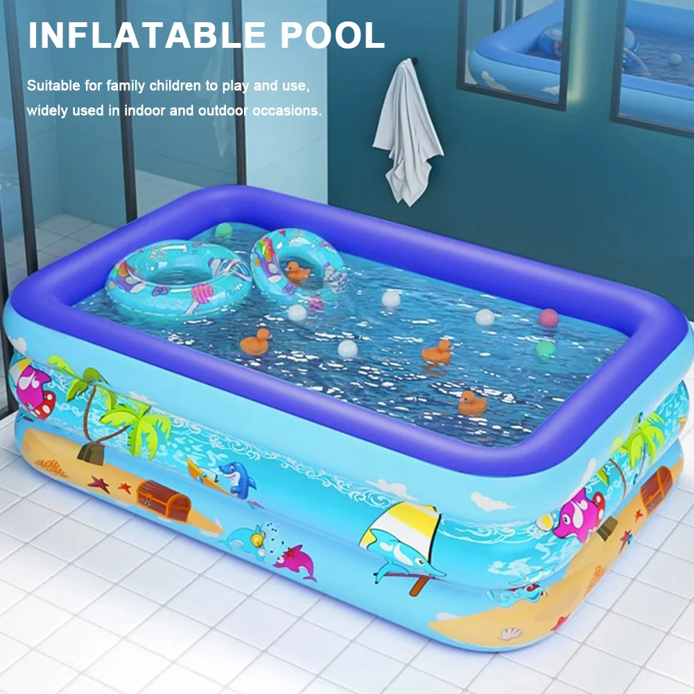 PVC Framed Inflatable Swimming Pool Cartoon Pattern Thickening Water Play Pool Cute Baby Bath Bathtub for Summer Outdoor Indoor