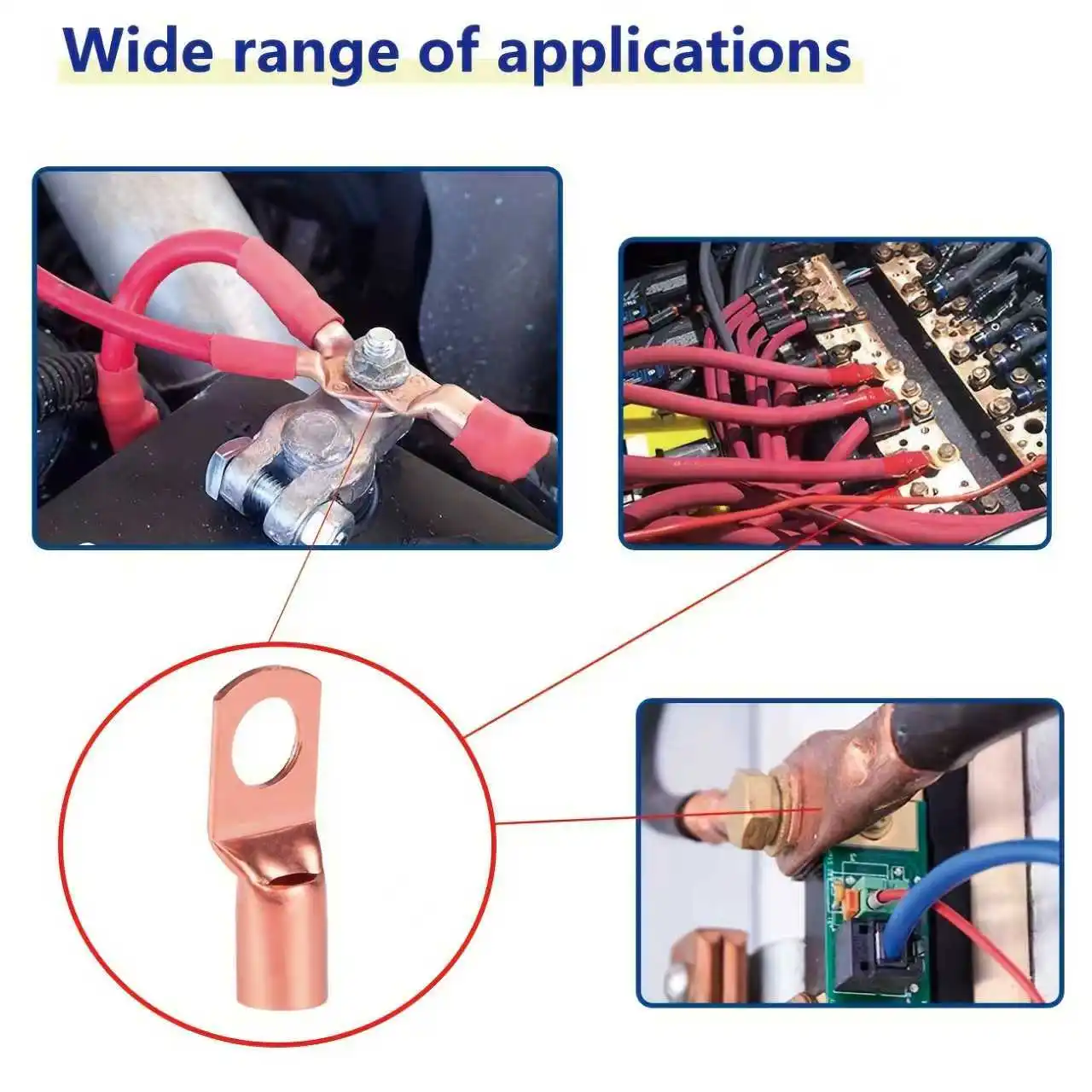 140/220pcs Battery Lug Ring Terminal Tool Kit for Power Distribution Cable Ends Connectors for Vehicles And Ships