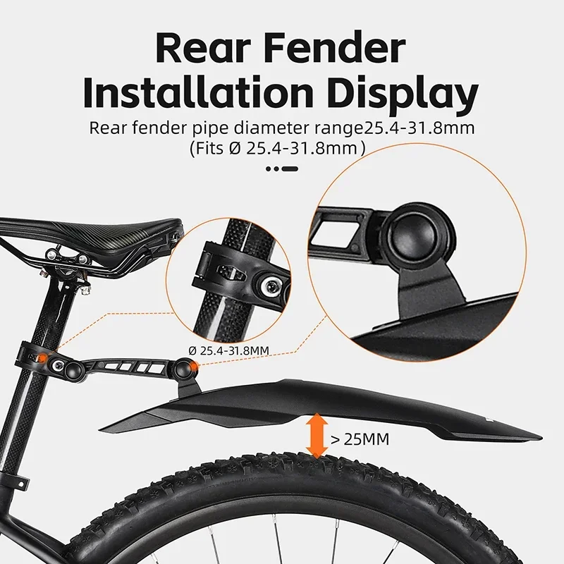 

WEST BIKING Mountain Bike Fender Set Universal 29 Inch MTB Mudguard Adjustable Front and Rear Mud Flaps Bicycle Mud Protector