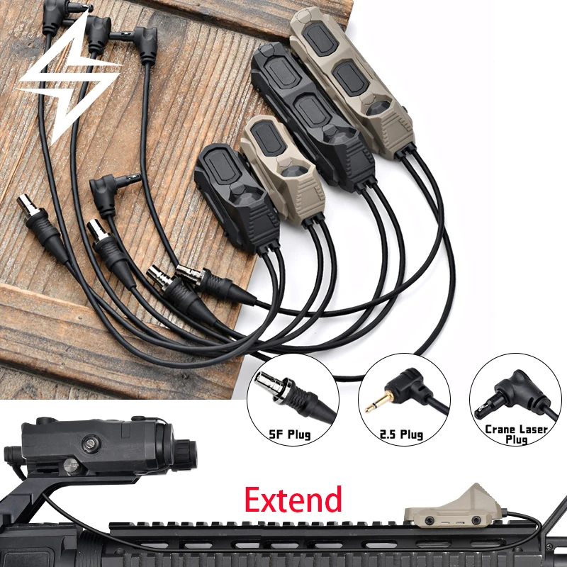 

New WADSN Tactical Pressure Button Remote Switch Upgrade Extension Cord SF/2.5mm/Crane Laser Plug Dual Function Axon Switch