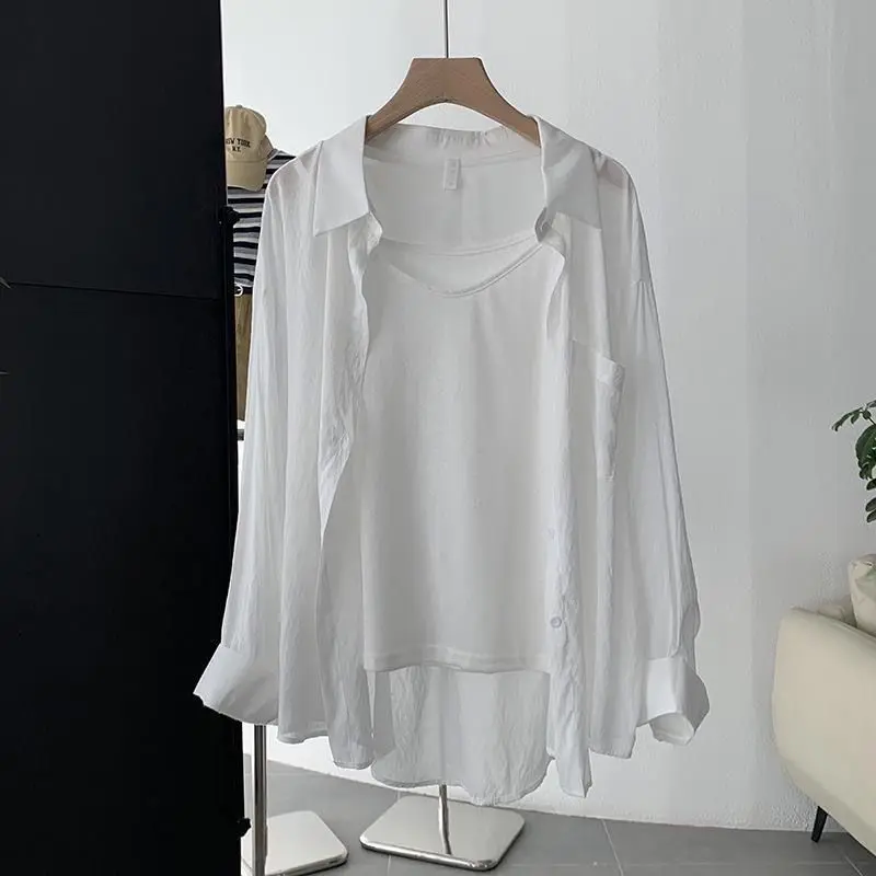 Women Shirts Sun-proof Long Sleeve All-match Casual Lightweight Korean Style Single Breasted Loose Summer Solid Colors Female