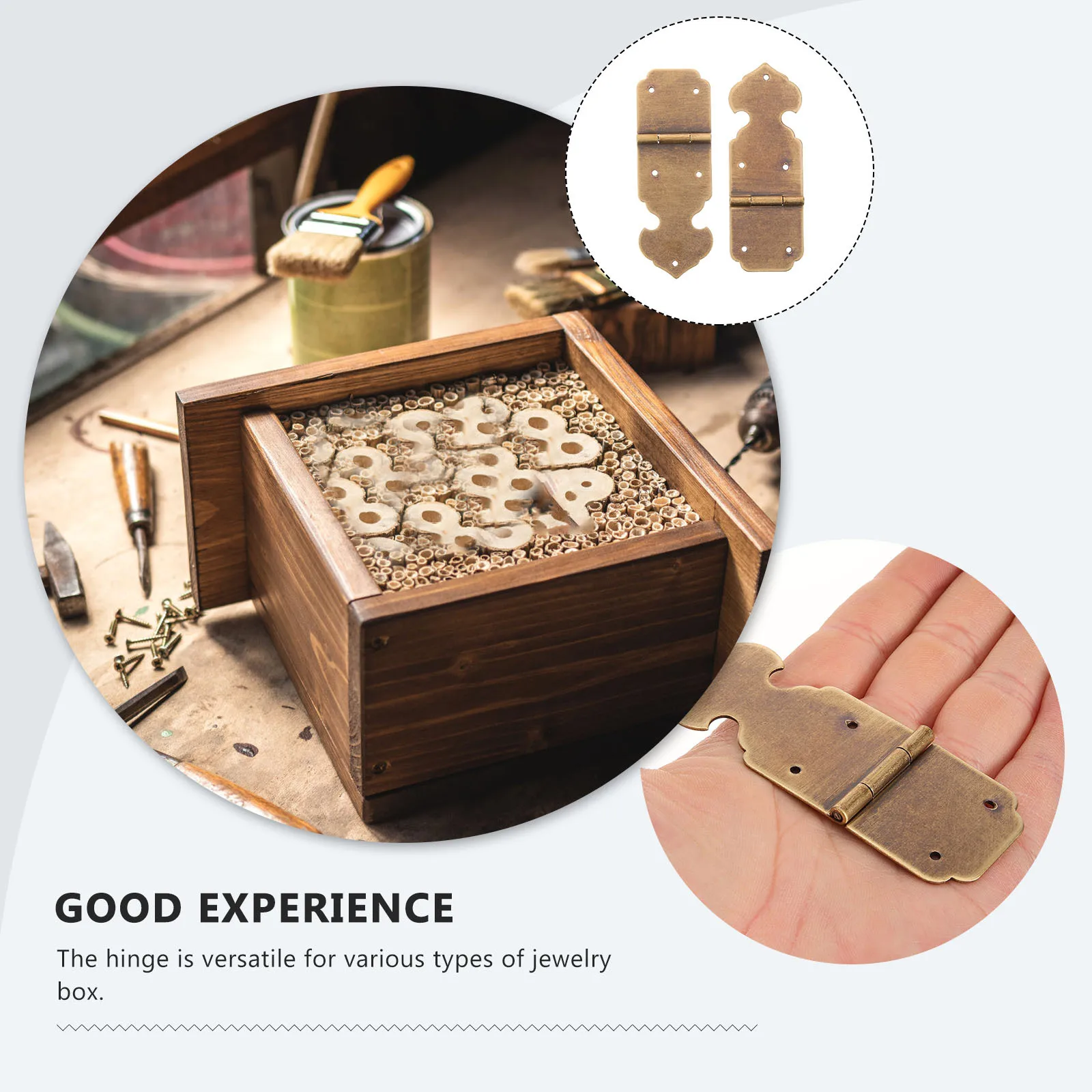 

2Pcs Heavy Duty Brass Hinges for Jewelry Box Wooden Cabinet Chest Vintage Decorative Hardware Smooth Closing Mechanism