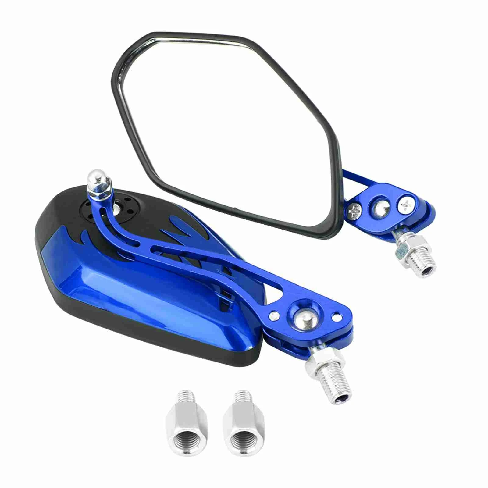 1 Pair of 8mm 10mm Universal Motorcycle Scooter Aluminum Flame Pattern Rear View Mirrors